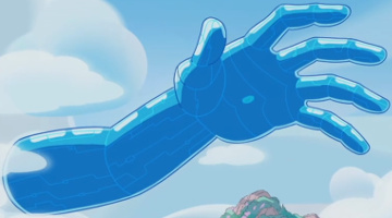 Blue Diamond's arm ship, with a small differently colored circle in the center of the hand.